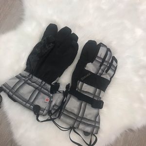 Burton Black and Gray Plaid Gloves